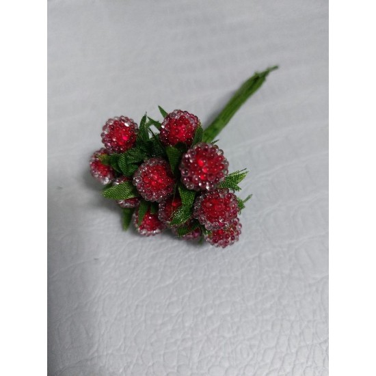 Ягодки морозные на проволоке 12 мм  (12 шт) цв. красный, цена за связку